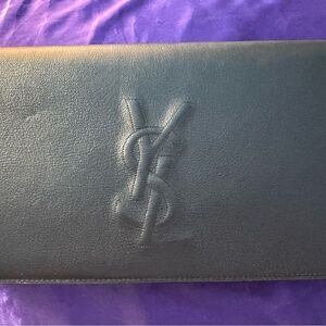 Yves Saint Laurent Black Clutch with Embossed Logo
